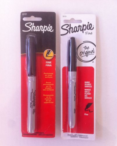 2 sharpie permanent markers fine point black 30101 pen office pack sanford write for sale