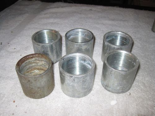 (6) 1 1/2&#034; RIGID PIPE COUPLING GALVANIZED FULLY THREADED PIPE FITTING