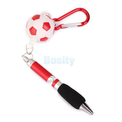 Red retractable pull out ball point scoring pen w football keychain blue ink for sale