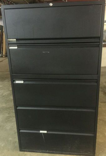 HON 5 Drawer Lateral File Cabinet Black 36&#034;wide x 18 1/2&#034;deep x 64 3/8&#034;tall