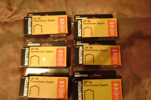 6 Boxes of Stanley Bostitch B8 Power Crown Staples 3/8&#034; STCR21153/8 5000 per box