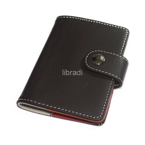 Leather Business Name ID Credit Card Holder Case Wallet Brown 02
