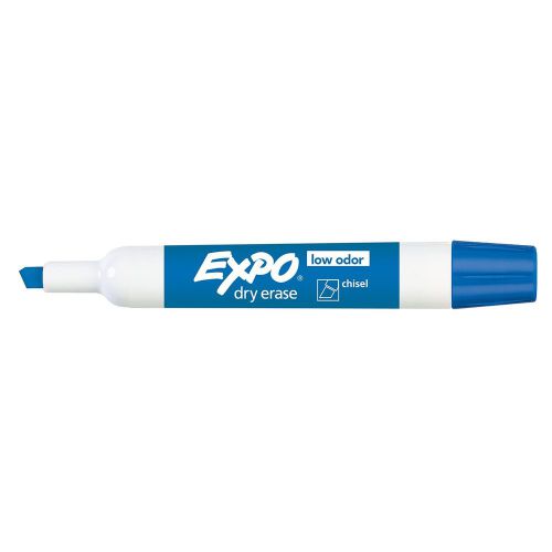 Expo 2 Low-Odor Dry Erase Markers Chisel Tip 12-Pack Blue (80003)
