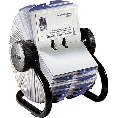 Rolodex Open Rotary Business Card File with 200 2-5/8 by 4 inch Card Sleeve a...