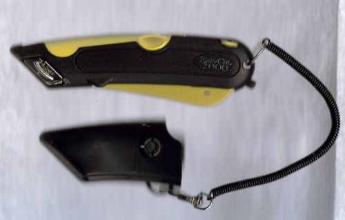 Easy Cut 2000 Safety Box Cutter Knife w/ Holster &amp; Lanyard Easycut YELLOW