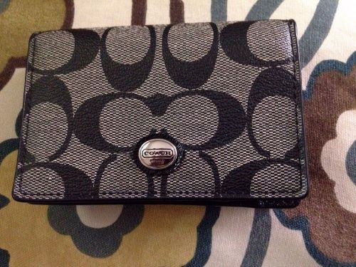 NWOT Coach Peyton Coated Canvas Black Signature Business Card Case Holder Wallet