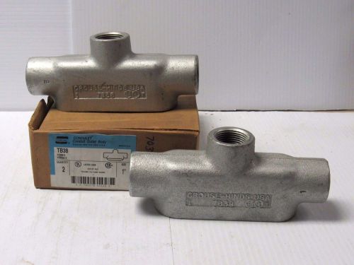 New lot of 2 crouse-hinds conduit outlet body tb38 1&#034; for sale