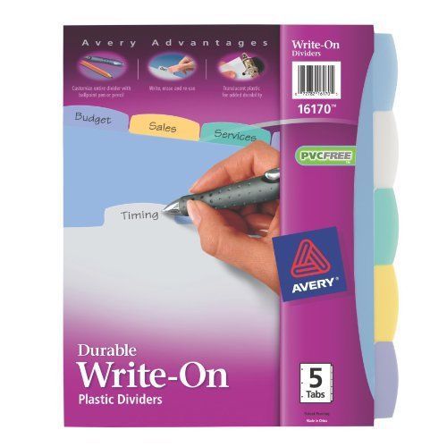 Avery Translucent Durable Write On Reference Dividers, 8.5 x 11 Inches, 5 Tab