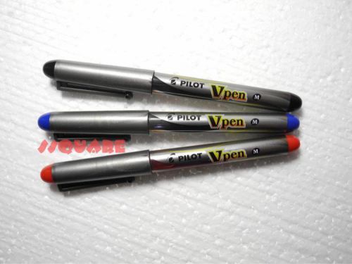 6 x Pilot Vpen V-Pen Disposable Medium Nib Fountain Pen, 3 Colors