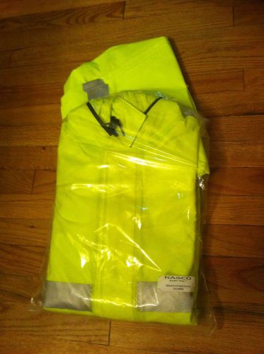 adult size 5X Nasco Arclite brand jacket &amp; pants set Neon Yellow Reflective NEW