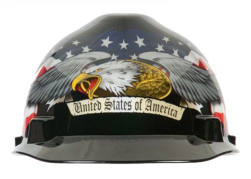 MSA Safety Works American Eagle Ratcheting Suspension Hard Hat USA Pride