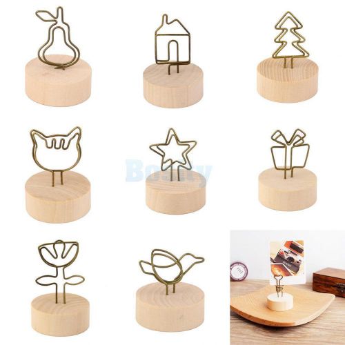 9pcs bulb clip photo holder picture card note memo display wood base standing for sale