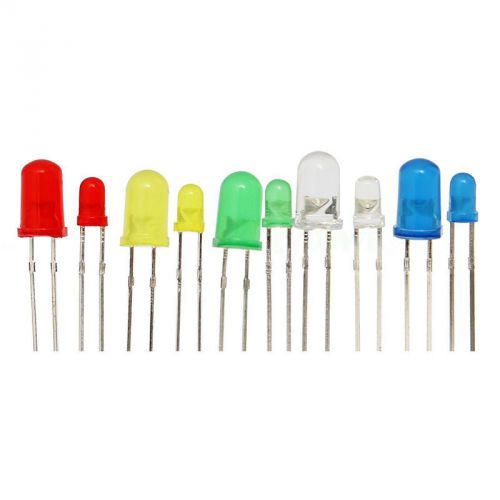 375 pcs 10 value 5 color 3mm 5mm round bright light led diode lamp emitting kit for sale