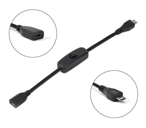 Loverpi microusb push on off power switch cable for raspberry pi (female to male for sale