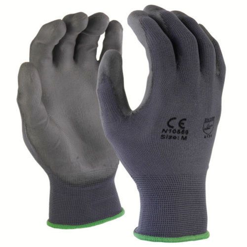 120 Pairs Gray 13 Gauge Nylon Machine Knit Polyurethane Palm Coating Glove - New