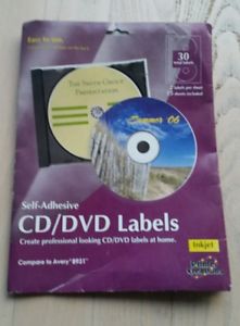 White CD/DVD Design Kit includes 30 disc labels, 30 insert sets NIB