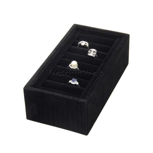 8 slots black velvet ring bracelet tray showcase jewelry display box stand for sale