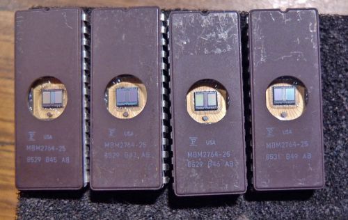 (4) Fujitsu MBM2764-25 EPROM - MOS 8192 x 8 Bit, UV Erasable - 28 DIP
