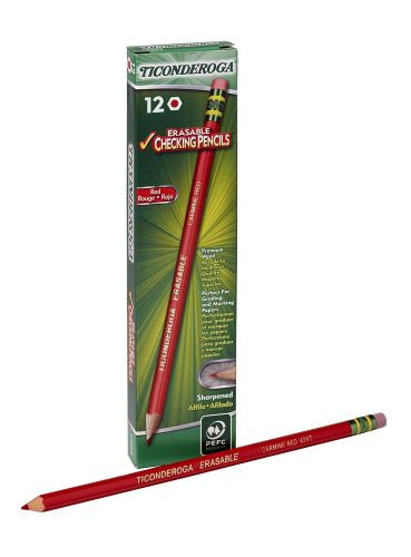 Dixon Ticonderoga Erasable Checking Pencils Eraser Tipped Pre-Sharpened Pack ...
