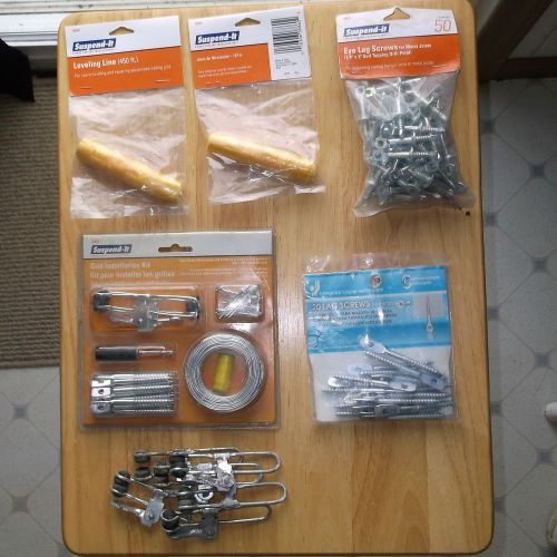 Suspend-It Grid Drop Ceiling Intsallation Kit + extra line, screws &amp; clamps