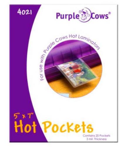 Purple Cows Hot Pockets Hot Laminating Pouches, 5x7 Inches, 20 Pouches Per Pack