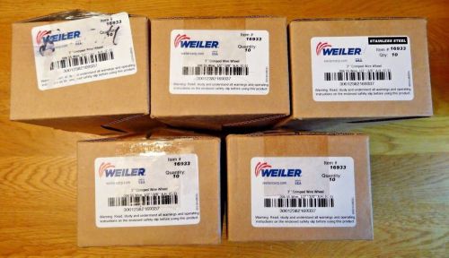 50 (5 BOXES) WEILER CRIMPED WIRE WHEELS. 3&#034; DIA. STAINLESS. 20,000RPM