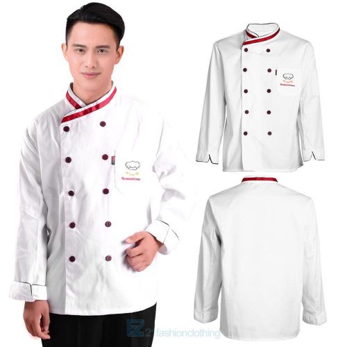 Kitchen Cooker Working Uniform Chef Waiter Waitress Basic White Coat Jacket
