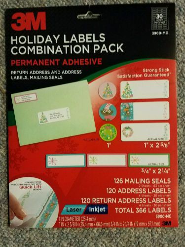 3M Holiday Labels Permanent Adhesive Combination Pack 366 labels 3900-MC