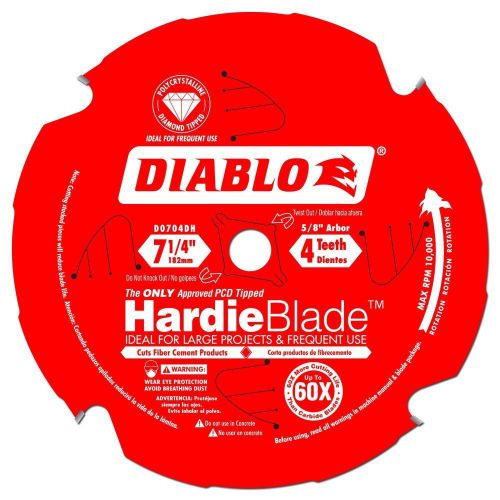 New diablo - d0704dh - 7 1/4&#034; x 4 tooth fiber cement hardieblade for sale