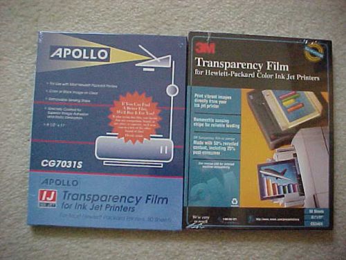 Lot 2 boxes SEALED TRANSPARENCY FILM 100 sheets total 3M CG3460 &amp; Apollo CG7031S