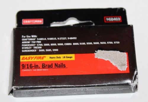 Craftsman easyfire heavy duty 18 gauge #9 68469 9/16-in brad nails for sale