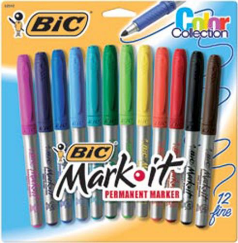 Assorted - bic mark-it permanent markers fine point 12/pkg for sale
