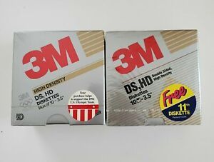 Lot of 2 Pack 3M DS HD 3.5&#034; Diskettes 2.0 MB Unformatted 10 Packs Factory Sealed