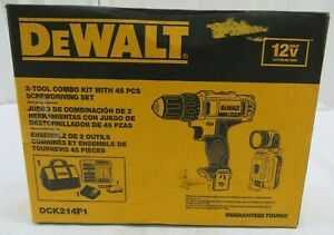 DeWALT DCK214F1 12V MAX 2-Tool Combo Kit w/ 45PC Screw Driving Set &amp; 2Ah Battery
