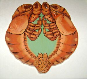 Artisan Crafted 24x21 Paper Mache Lobsters Serving Tray Seafood Restaurant Decor