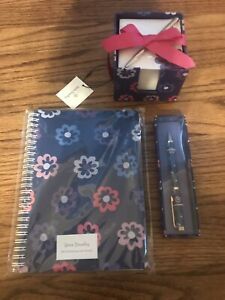 Vera Bradley Ellie Flowers Notebook Pen &amp; Note Cube Set