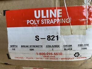 ULine S-821 strapping 1/2&#034; x .024&#034; x 7200&#039; black poly strapping