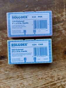 Rolodex Blank Refill Cards. 2-1/4x4 PINK YELLOW 2 Packs Of 100 Cards C-24