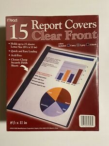 Mead Report Covers Clear Front Letter size 8 1/2 x 11” 3 Colors (Factory Sealed)