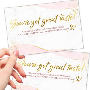 50 Extra Large Thank You for Your Order Cards - 4x6&#034; Gold Foil and Pink Thanks -