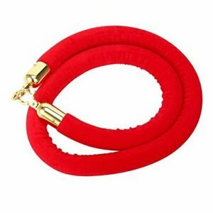 Velvet Stanchion Rope 4.9 Feet with Stainless Steel Hooks,Crowd Control Red