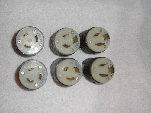 Six hubbell twist lock plugs 20a 250v for sale