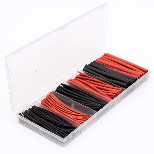 190Pcs 2:1 Halogen-Free Heat Shrink Wrap Sleeves Tube Cable Black Red Polyolefin