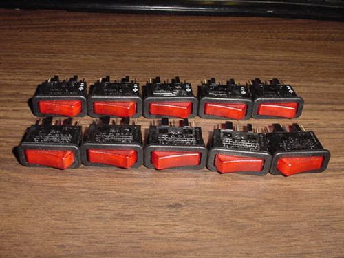 10X NEW DREEFS 1WiXII ROCKER SWITCH 16A 250VAC BLACK w/RED SWITCH.  &gt;M1