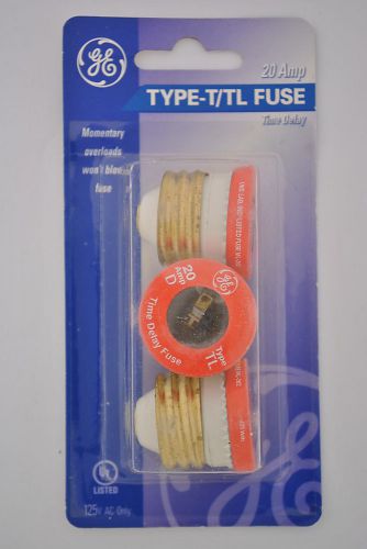 Ge 3-pack 20 amp type t/tl screw in time delay plug fuses 125 volt ac for sale