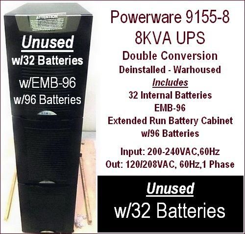 POWERWARE 9155-8 8KVA UPS &amp; APC SYMMETRA 12KVA UPS &amp; BATTERY CABINETS