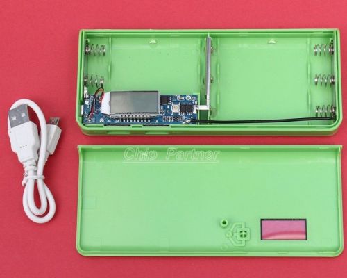 Green 5v 2a 1a dual-usb 18650 battery mobile power bank charger box for phone for sale