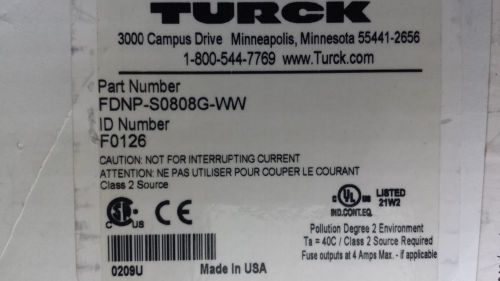 TURCK FDNP-S0808G-WW Input Output Block I/O Interlink Devicenet NIB sealed