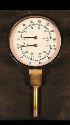 Us ametek pt 1088 pressure &amp; temperature gauge 0-50 psi &amp; 60-260 f 1/2&#034; npt new for sale