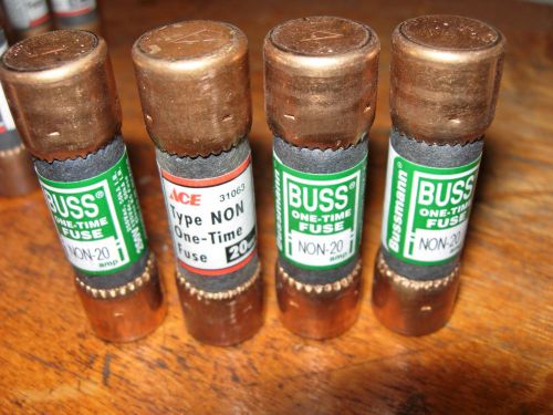 Fusetron bussmann fuse non-20 20 amp 125v 250 v lot of 4 new no box 1/2 &#034; x 2&#034; for sale